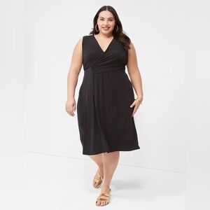 Surplice-Neck Drape-Front Jersey Midi Dress